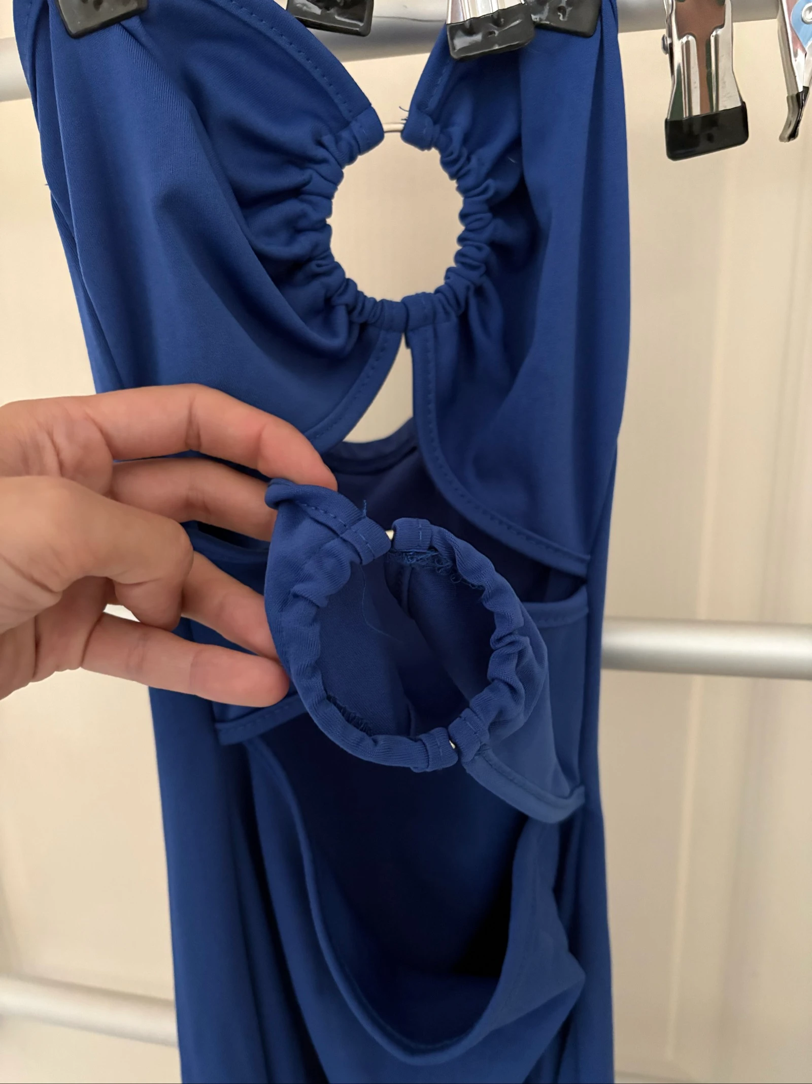 Asymmetrische blauwe rugvrije jurk - Maat XS/XXS – photo 2